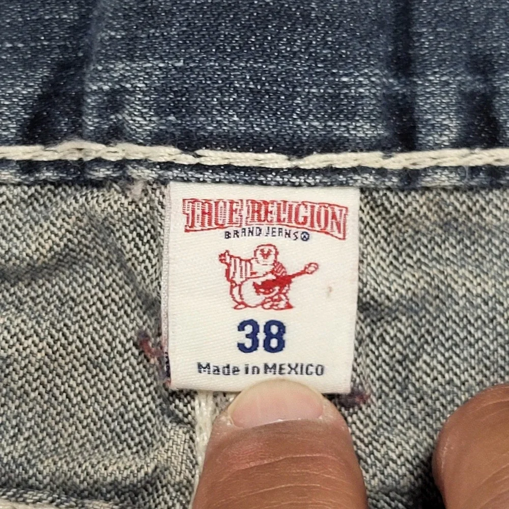 Vtg True Religion Men's Dark Desire Blue Red White Rope Stitch Jeans Size 38